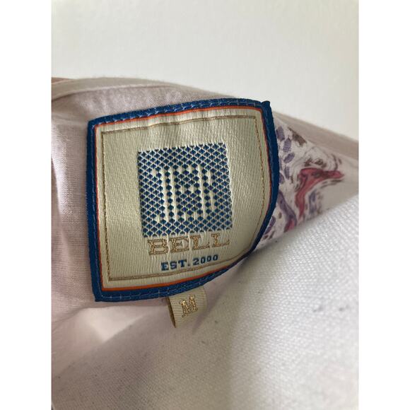 Bell White with Pink and Lavendar Block Print Top Sz M - Picture 3 of 3